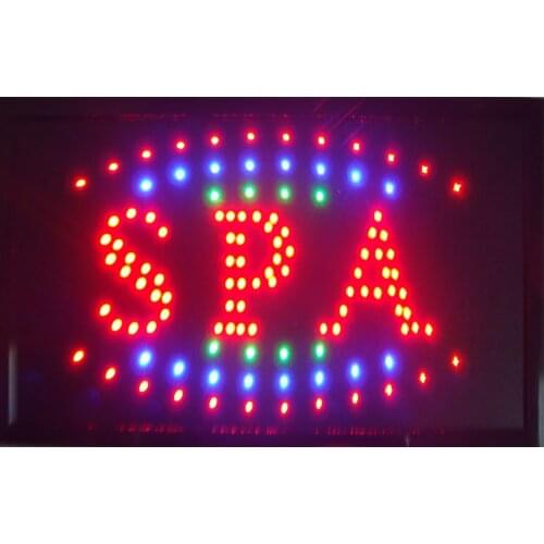 Graphics New Neon Spa shop open sign eye catching Flashing Lights Animated Led Sign 10X19 inch- Wholesale