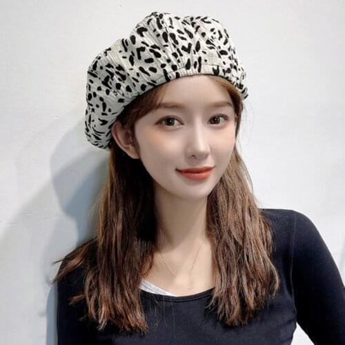 HT3766 2021 New Fashion Women Berets Vintage Beret Hat Lady Printed Leopard Artist Painter Octagonal Newsboy Cap Hats for Women