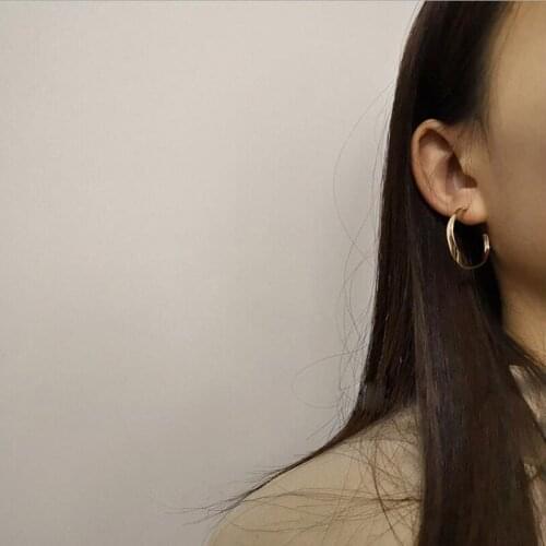 HuaTang Fashion Simple Circle Earrings for Women Girls Gold Color Metal Hoop Earrings Female Party Ear Hanging Jewelry Brincos