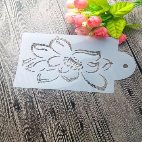Lotus bloom Scrapbooking tool card DIY album masking spray paint template cake stencils laser cut templatesST161
