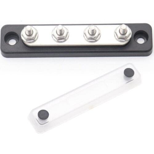 Power Distribution Terminal Block Battery Bus Bar 4 Studs Bus Bar 100A AC Power Distribution for Yacht Boat