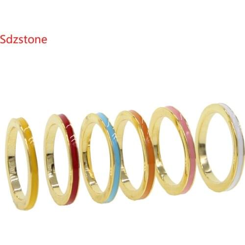 Birthstone enamel color ring for girl women birthday gift colorful Enamel simple geometric engagement rings
