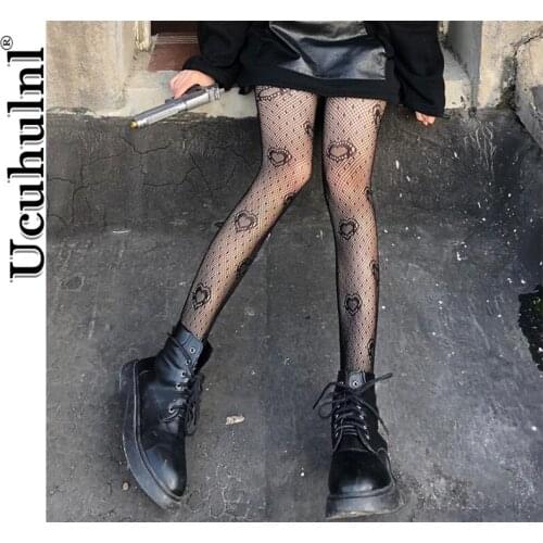GothicTight Pantyhose Japanese Black Retro Rose Flower Vine Fishnet Lace Trousers Little Love Bottoming G Stockings Women