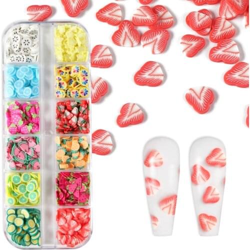Tiny Kawaii Strawberry Lemon 3D Polymer Clay Slices For Nail Design Manicure Cute Mixed Fruit Flake Summer Nail Art Decorations