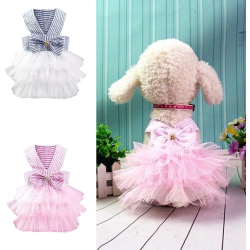 Pet Dog Wedding Dress Big Bow Lace Tutu Cat Puppy Princess Dresses Skirt Party Apparel Tutu Lace&Bow New Luxury Skirt Drop Ship