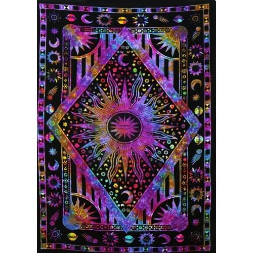 Mandala Tapestry Wall Hanging Colorful Decoration Wall Tapestry Psychedelic Celestial Indian Buring Sun Totem Bohemian Tapestry