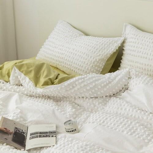 3D Pattern Shearing Washed Cotton Bedding Set Modern Simple Household Duvet Cover Sheet Pillowcase King Queen Full Twin 4 PCS