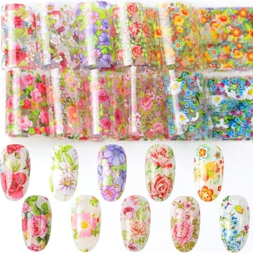 10 pieces of fragmentary nail sticker varnish mixed rose transfer leaf nail sticker slider for nail art decoration nail design