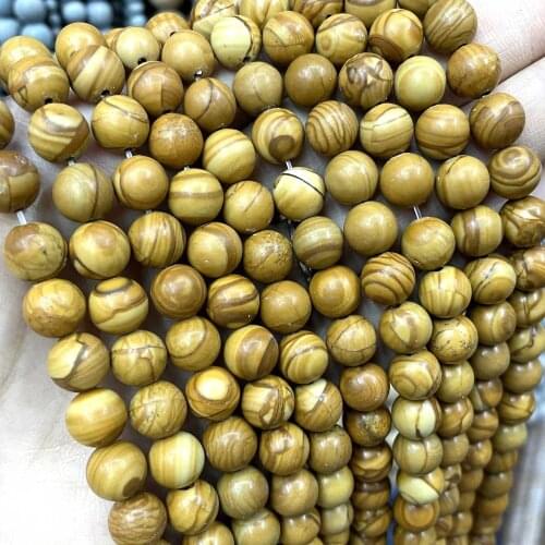 Natural Stone Yellow Wood Jaspers Loose Spacer Beads For Jewelry Making Charm DIY Bracelet Necklace Accessories 4 6 8 10 12mm