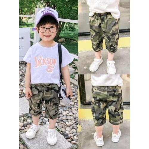 New Children Cargo Shorts Boys Shorts Printing Camouflage Shorts Casual Straight Elastic Waist Kids Shorts For 2-6 Years
