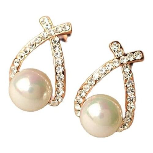 New Fashion Cross Pearl Earrings Elegant And Lovely Jewelry