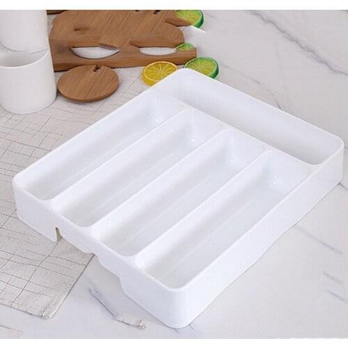 New Kitchen Drawer Organizer Tray Spoon Cutlery Separation Finishing Storage Box Cutlery Kitchen Storage Organization White