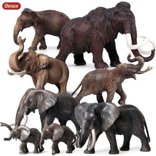 Oenux Original African Elephant Wild Animals Simulation Big Mammoth Action Figures Model Figurine PVC Educational Toy For Kids