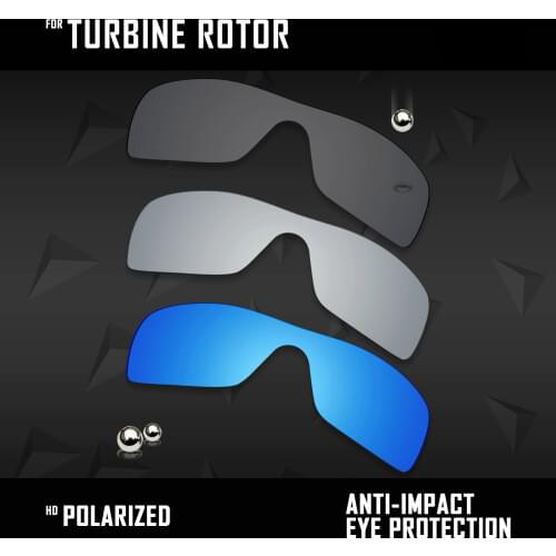 OOWLIT 3 Pieces Polarized Sunglasses Replacement Lenses for Oakley Turbine Rotor OO9307 -Black & Silver & Ice Blue