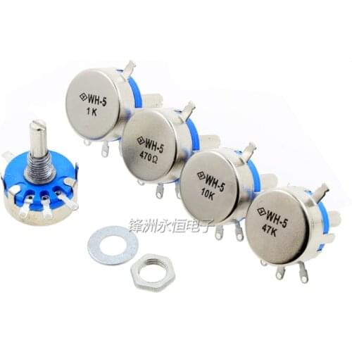 5PCS WH5-1A Carbon Film Potentiometer 1K 1.5K 4.7K 10K 22K 47K 100K 220K 470K 1M