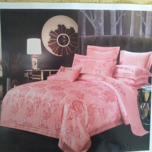 Luxury bedding set made of silk satin, jacquard, double bed linen with embroidery, bed sheet