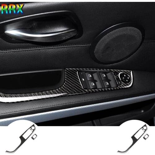 RRX For BMW E90/E93/E92 2005-2012 Convertible Coupe Carbon Fiber Window Lift Panel Decorative Stickers Car Styling Accessories