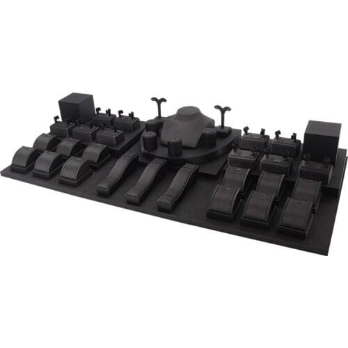 Customizable Black Jewelry Set Display Tray Removable Earring Bracelet Pendent Wedding Ring Jewellery Organizer Showcase Counter