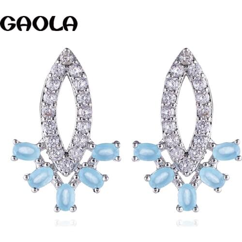 GAOLA New 3 Colors AAA Cubic Zirconia Classic Stud Earrings Engagement Gift GLE9053