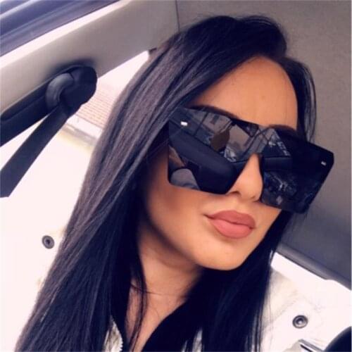 Oversized Plastic Shield Sunglasses Women Black Shades Big Frame Vintage Sun Glasses For Men Luxury Designer Rimless Points UV