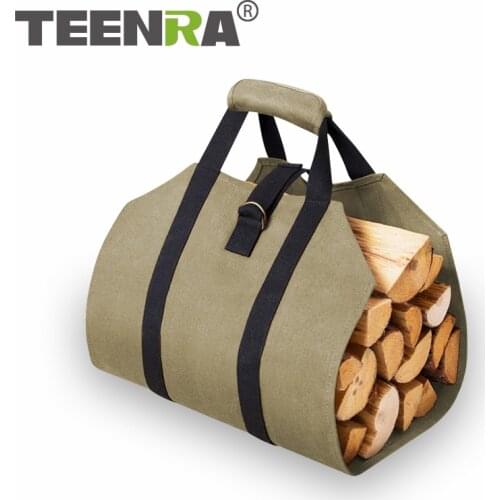 TEENRA Large Capacity Firewood Storage Bag Outdoor Match Storage Bag Camping Picnic Canvas Storage Bag Log Tote