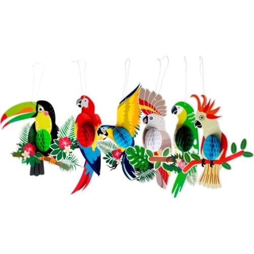 6pcs Tropical Bird Set Hanging Decorations Tropical Party Hawaiian Party Decorations Diy Party Supplies For Garden Home