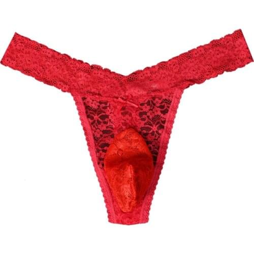 Mens Sexy Lace Briefs Thong Panties Underwear Breathable Comfortable Sexy Underwear Exotic Thongs Large Size Gays Clothes