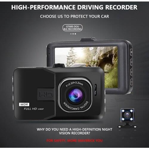 Vehemo New Driving Recorder HD Double Recording Before and After Video ABS 3.0 Inch 170° Car Accessories Dash Cam Hidden Style
