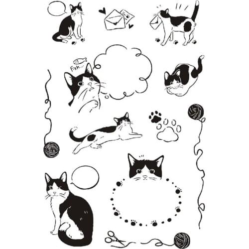 Fun Cats Clear Stamps Scrapbook Decoration Stamps planner Journal Cat Message Stamps Notebook
