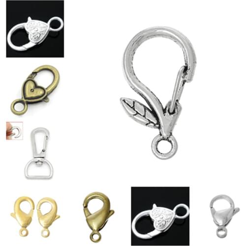 DoreenBeads Zinc metal alloy Lobster Clasp Silver Color Leaf Pattern Jewelry DIY Findings Handmade Necklace Bracelet Charm, 2PCs