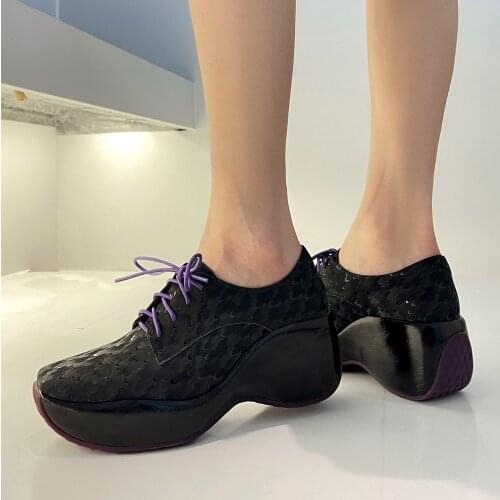 Genuine Leather Womans Casual Shoes Fashion Woman Spring/Summer Pumps Square Toes Platform Shoes Ladies Wedges White/Black/Gray