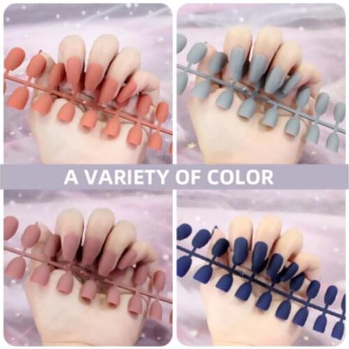 1sheet Ballet Fake Nail Patch Self-adhesive DIY Matte Nail Art Sticker for Women Fashion Nail Art Decor Fake Nails Manicure Tool