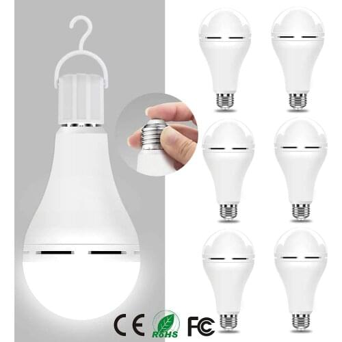 10PCS Emergency Rechargeable Light Bulb Stay Lights Up When Power Failure 1200mAh 9W/12W LED Light Bulbs for Home Camping Tent