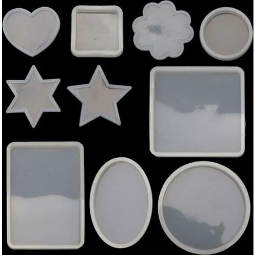 10Pcs Epoxy Resin Molds Square Round Heart Molds Resin Soap DIY Coaster Flower Leaf Specimen Molds Resin Jewelry Making