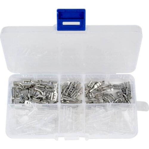 120Pcs Female Spade Connector Terminal Kit Crimp Terminal with Insulating Sleeves 2.8mm 4.8mm 6.3mm Home Improvement Accessories