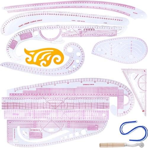 13 Pieces Multi Function Curve Ruler Drawing Line Straight Sewing Clothing
