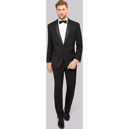 2018 wedding suits for men black men suits satin shawl lapel tuxedo for marriage prom handsome groom tuxedo groomsman costume