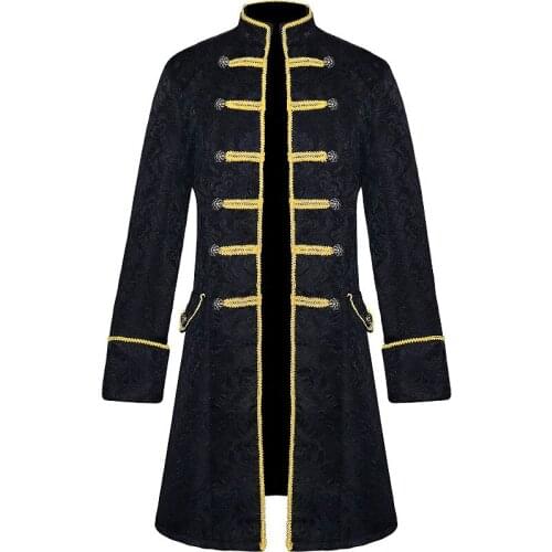 2021 Men 4XL Cosplay Costume Victoria Steampunk Trench Coat Frock Outwear Vintage Prince Overcoat Medieval Renaissance Jacket