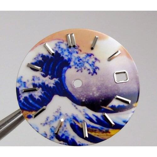 28.5mm Super Luminous Wave Steel Watch Dial Nologo for Automatic NH35 NH35A miyota 8215