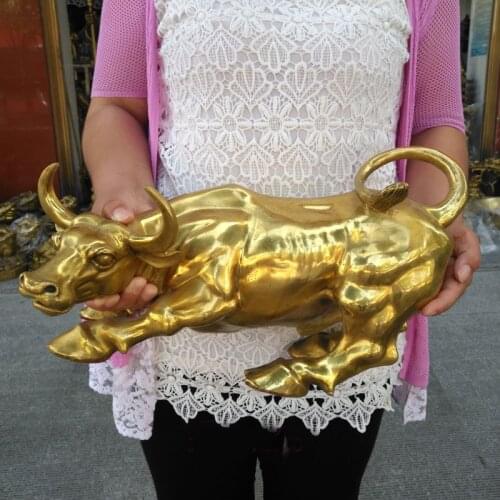 41CM LARGE # HOME Shop hall TOP decoration ART FENG SHUI Business Good luck Success Drawing Money Charging Bull Taurus Statue