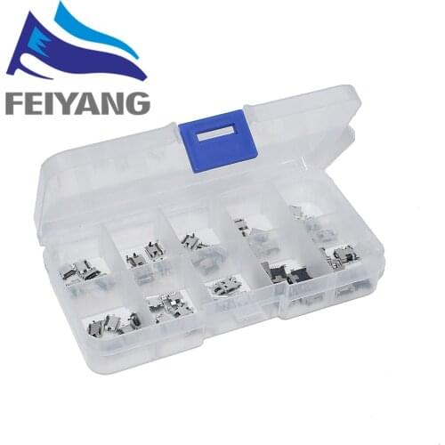 50 Pcs/box 10 Models Micro USB Connector Socket Jack USB Connectors Set for MP3/4/5 Lenovo ZTE Huawei Samsung SONY Xiaomi HTC