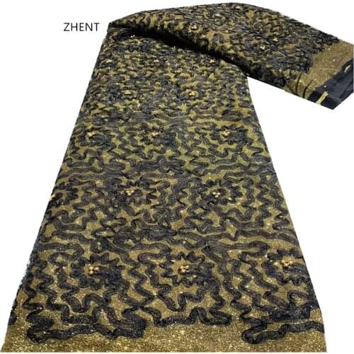 African Seuqins Lace Fabric 2021 Embroidered French Nigerian Lace Fabric High Quality Lace For Party CD-130