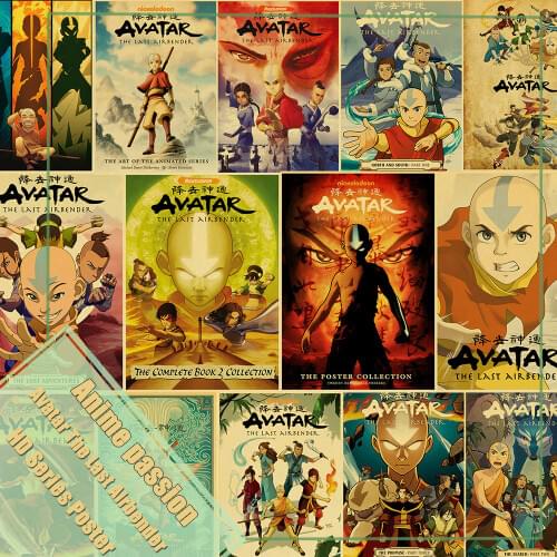 Avatar The Last Airbender Aang Fight Anime Poster Vintage Kraft Paper Posters and Prints Wall Art Picture Home Room Bar Decor