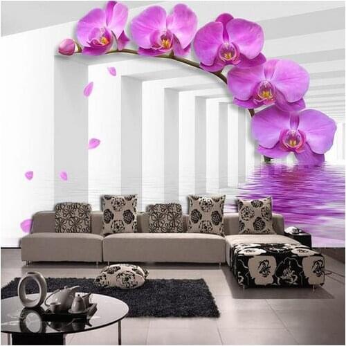 Large Painting Abstract Purple flower White channel magnolia Hotel Background Mural Living Room Murales De Pared 3d Wallpaper