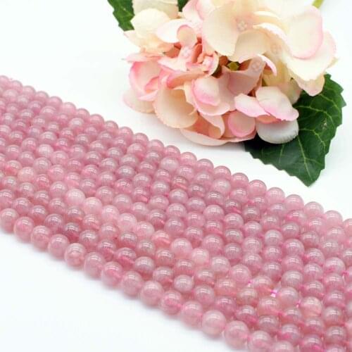 2strands Meihan Natural 8mm 10mm Malagasy pink quartz pink crystal smooth round loose beads for jewelry DIY making design