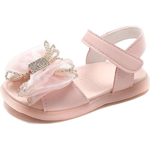 COZULMA Girls Princess Summer Shoes Infant Toddler Sandals Baby Kids Girls Bow Tie Dress Shoes Children Rhinestone Shoes 21-30