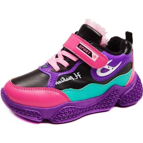 Kids Shoes Boys Childrens Shoes Plus Velvet Thickening Sneakers Autumn And Winter New Girls Cotton Shoe Students Running Shoe