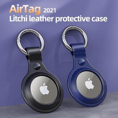 For Apple AirTags Leather Protective Case with Key ring Anti-scratch Portable Accessories leather Protector Cover For Airtags