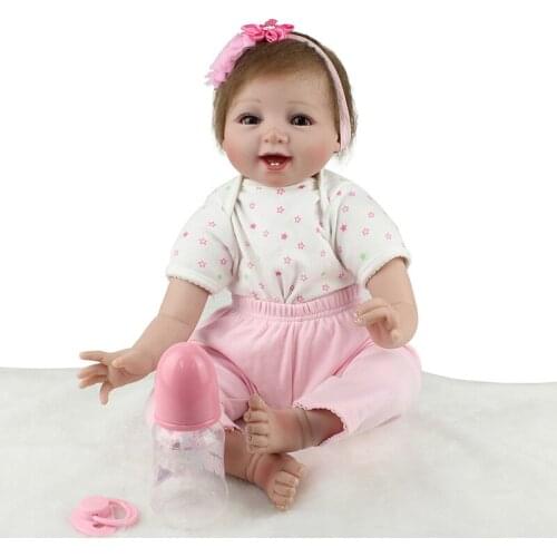 Pink Girl Smile Reborn Dolls Newborn Baby Doll Toy for Girl Lifelike Reborn Babies Play House Toy Birthday Gift Girl Brinquedods