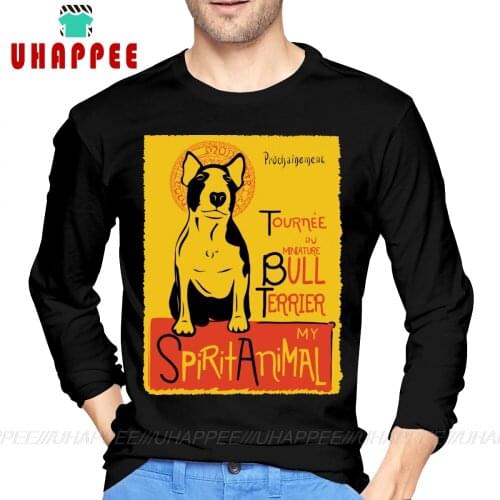 Men Miniature Bull Terrier Cute Dog Autumn Printing Graphic Long Sleeve Large Size Bottoming T Shirt